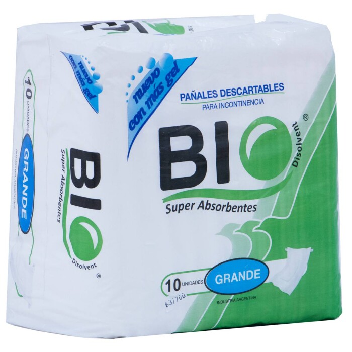 BIO DISOLVENT PAÑAL ADULTO GRANDE PAQ. X única