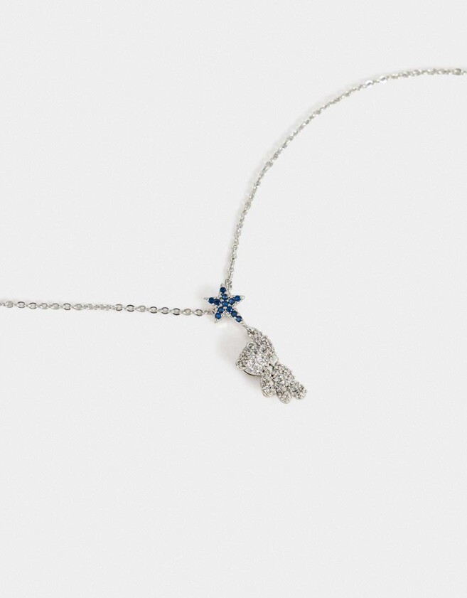 Cadena Corta con Dije Packaging especial Collar De Oso Con Strass - Plateado