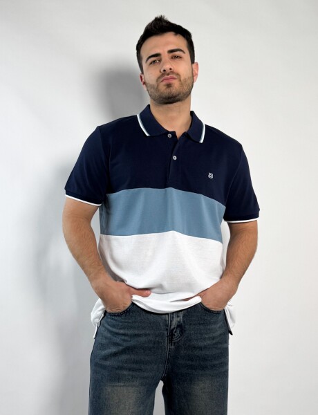 Remera polo pique combinada Costa Azul