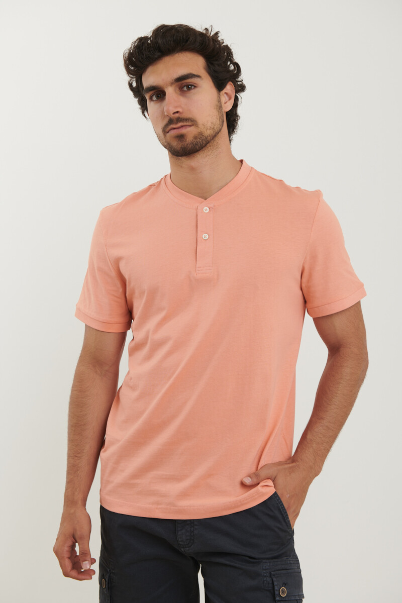 T-SHIRT HARRINGTON LABEL - Coral 