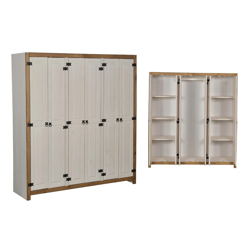 ROPERO 6 PUERTAS GUARDARROPA ARMARIO PLACARD CLOSET EN MADERA MACIZA - LINEA MEXICANA BLANCO