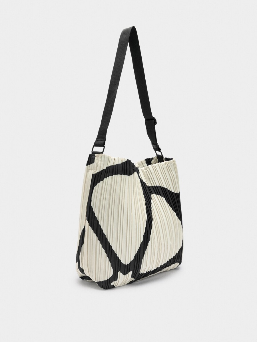 Bolso De Hombro De Nylon Estampado Con Pliegues blanco