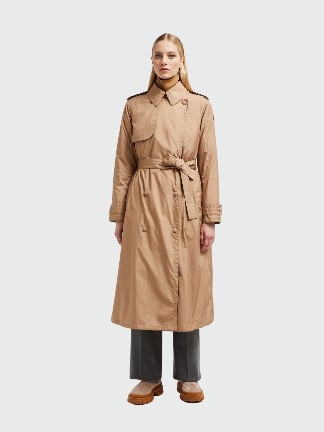 Moncler - Gabardina de plumas con capucha, Barbetane Beige