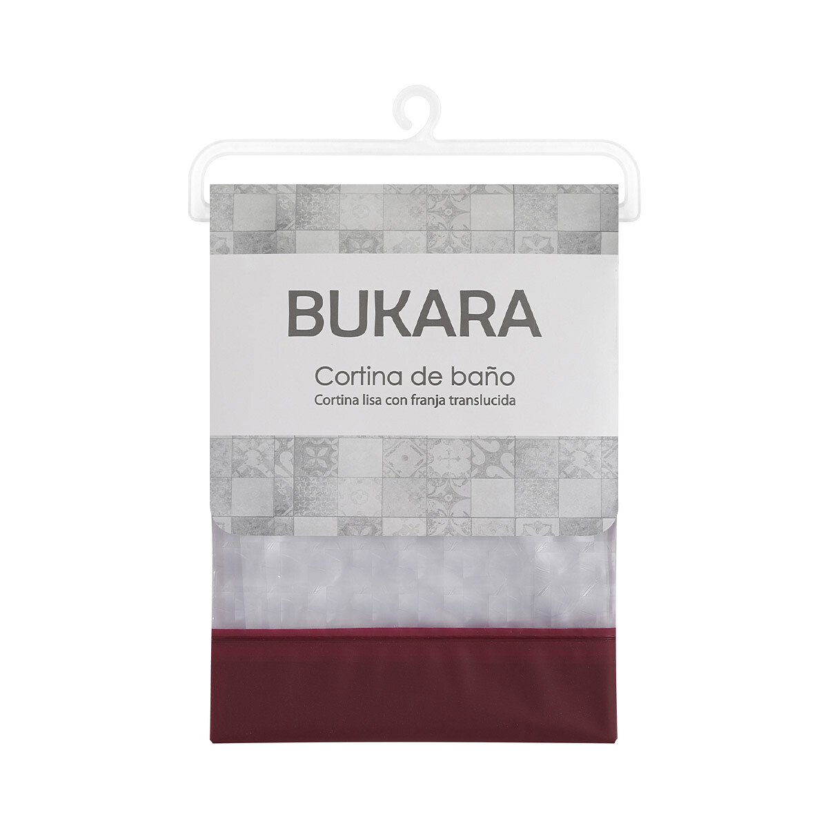 Cortina Baño con Transparencia Bukara con Argollas 180 x 180 cm - BORDO 