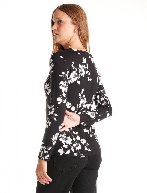 Remera Flores NEGRO/BLANCO