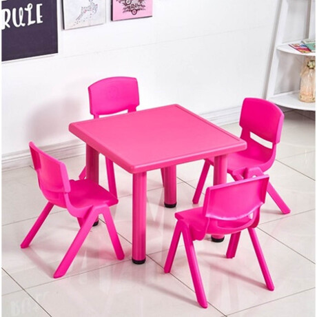 Mesa Infantil Plastico Y Metal Para Niños Escuela Rosa
