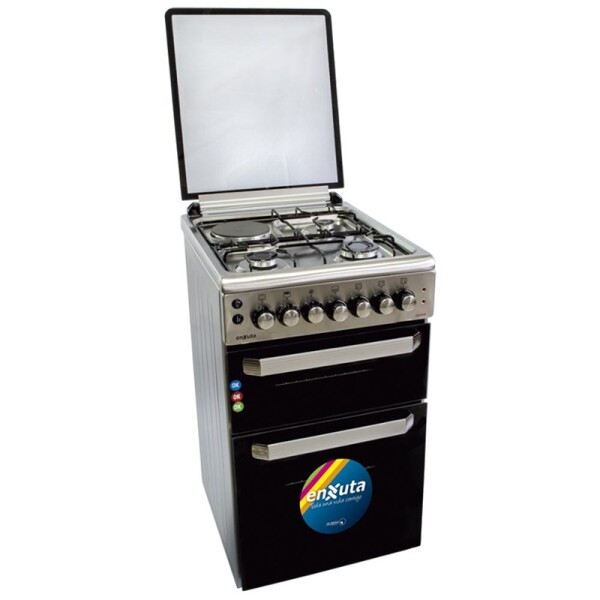 COCINA DOBLE HORNO CON 3 HORNALLAS Y 1 DISCO ELÉCTRICO INOXIDABLE 50X60 CM Cocina Doble Horno Con 3 Hornallas Y 1 Disco Eléctrico Inoxidable 50x60 Cm