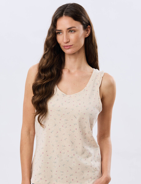 MUSCULOSA ALGODÓN CON VOLADOS Beige