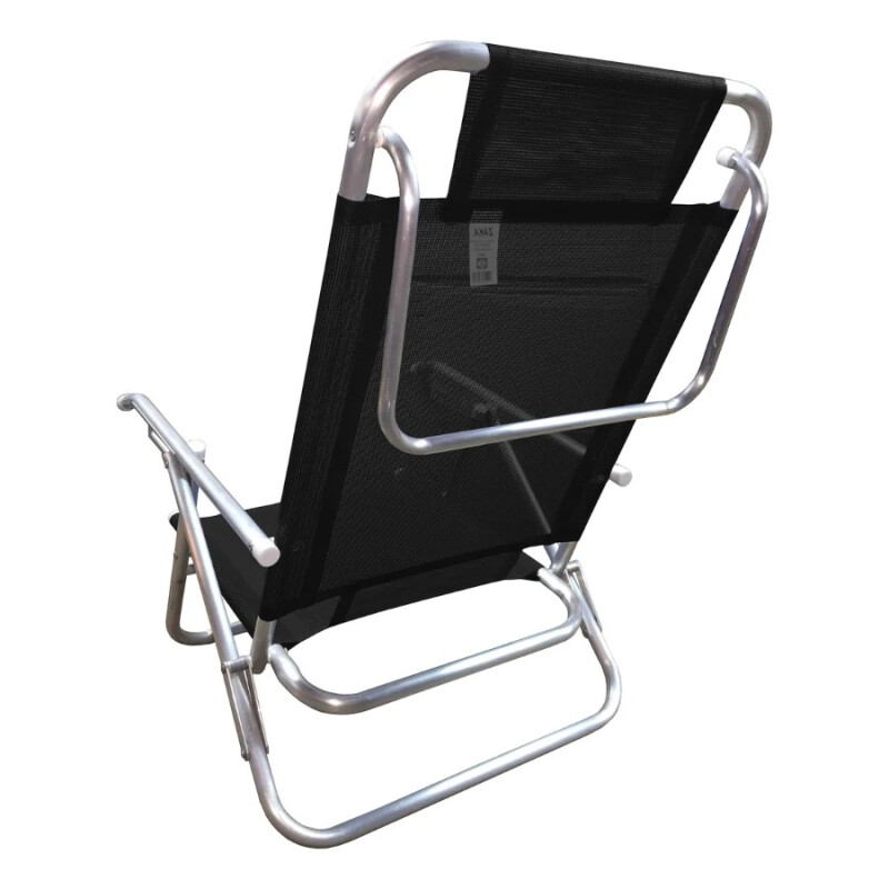 Reposera Baño de Sol Aluminio Zaka 5 Posiciones Negro
