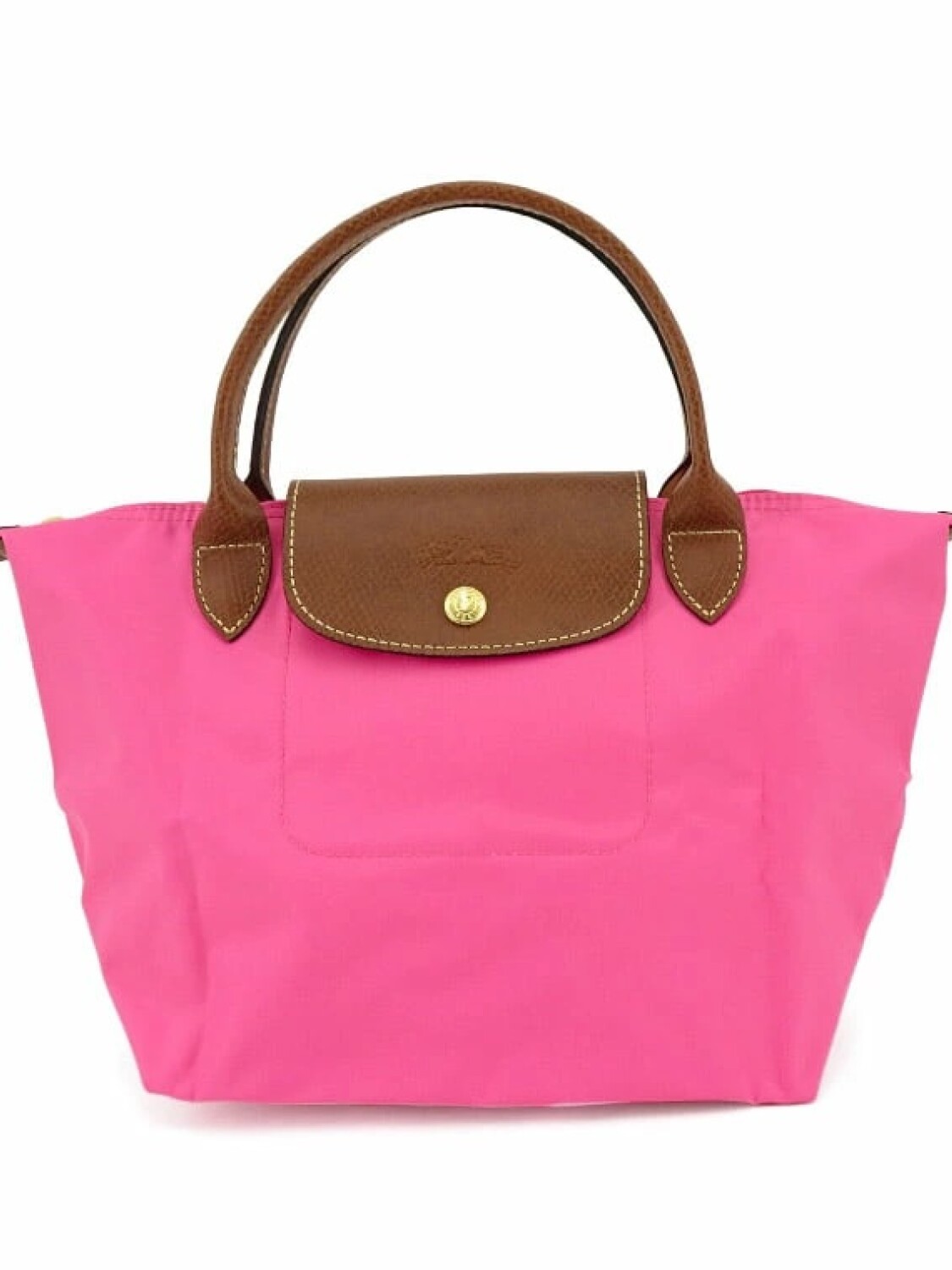 Longchamp -Cartera Longchamp plegable de nylon con cierre y asa corta, Le pliage S Fucsia