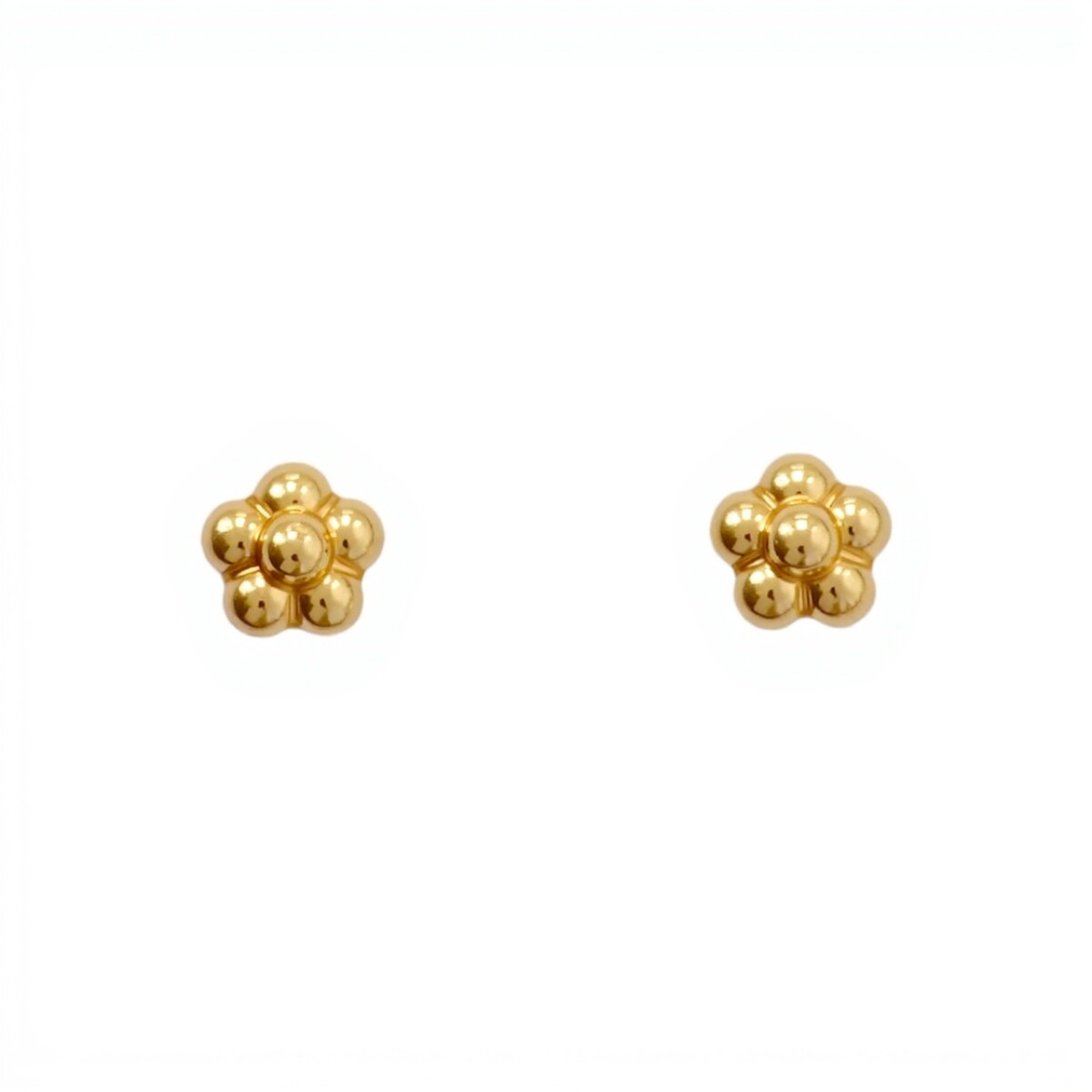 Caravanas Flor Oro 18k- Oro 18k - Sin piedra- CA9501 - sinpiedra 