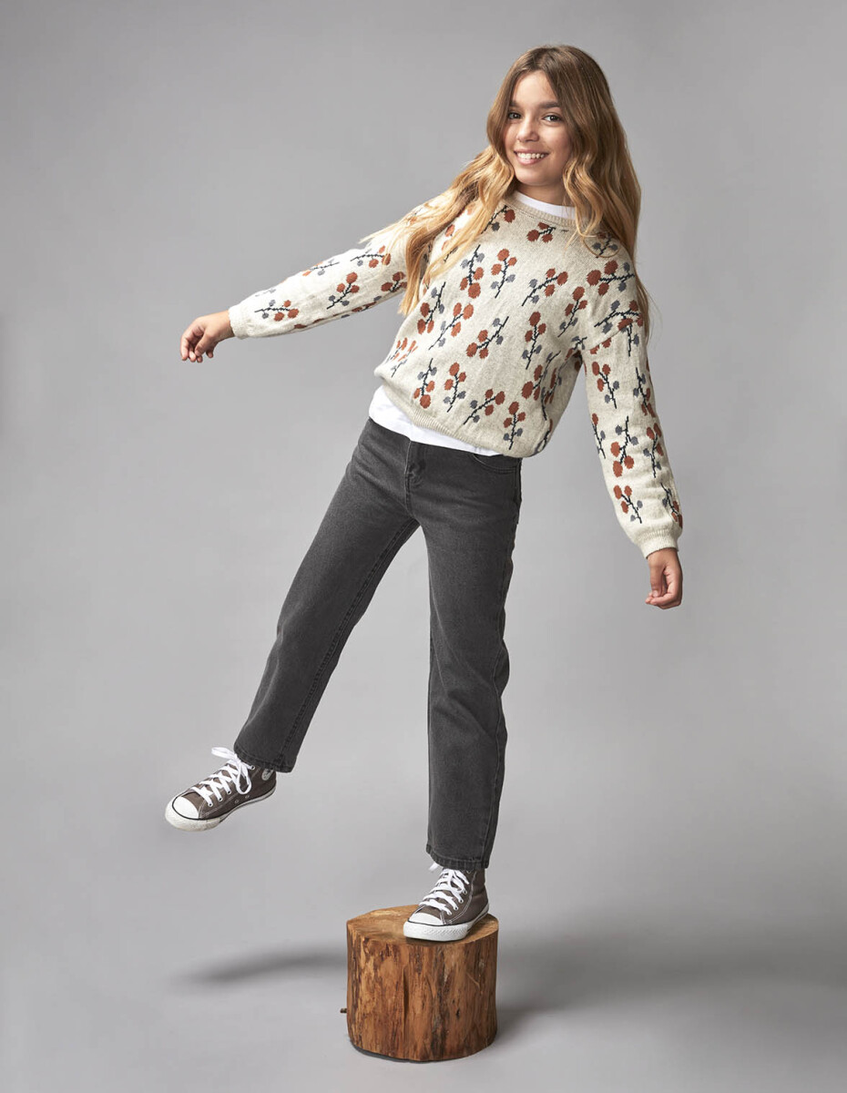 Jersey Con Detalles En Intarsia - Gris Medio Melange 