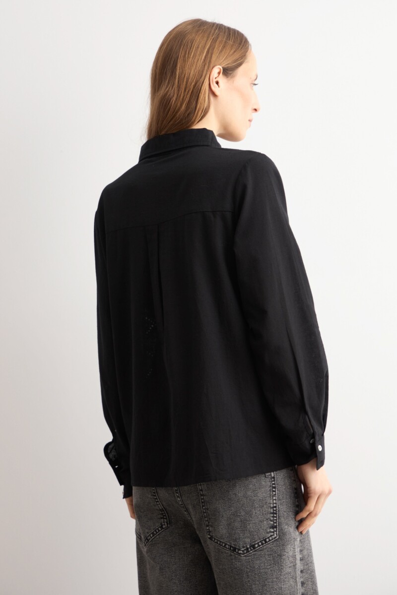 Camisa frente broderie negro