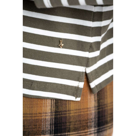 Remera Algodon Elastano Rayada Oliva