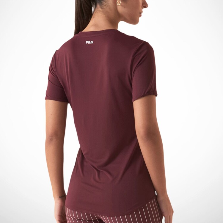 REMERA MANGA CORTA CUELLO EN V CREPE FLOW FILA BORDO