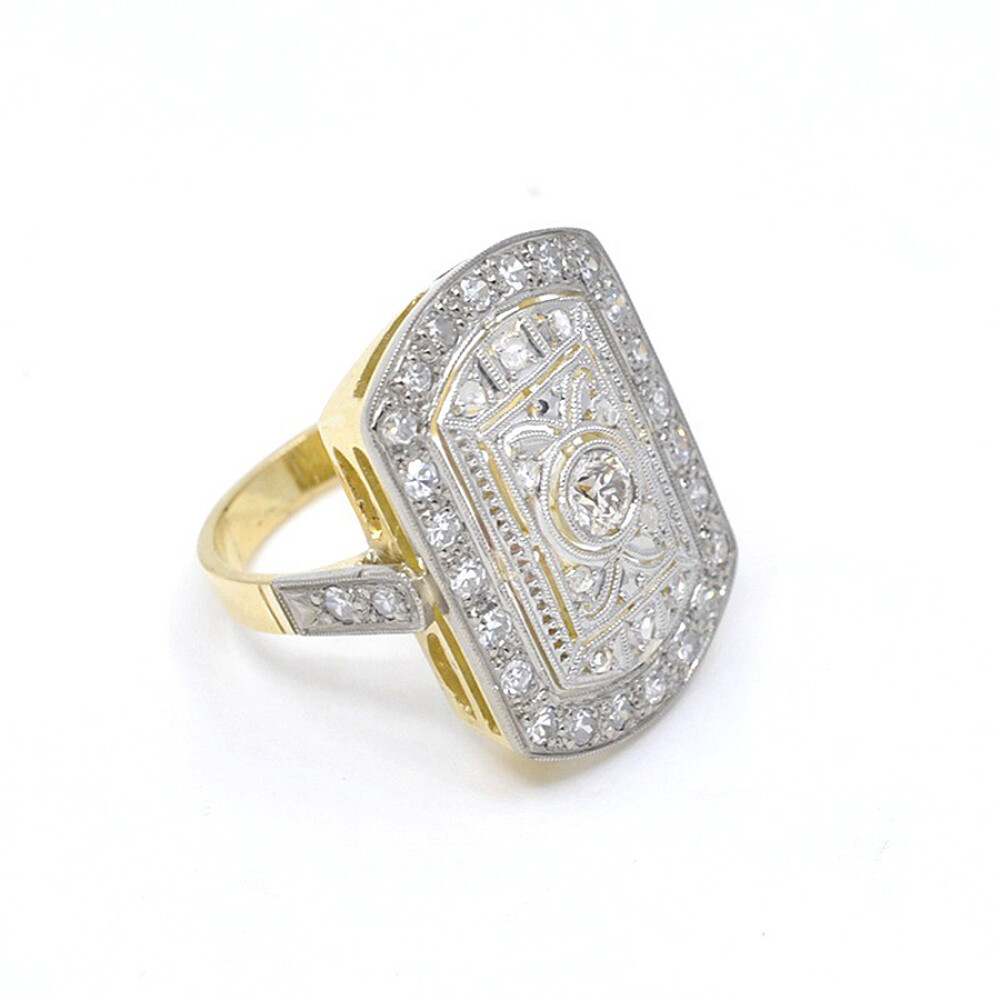 Anillo Nuevo Estilo Antiguo En Oro 18K Y Brillantes Anillo Nuevo Estilo Antiguo En Oro 18K Y Brillantes