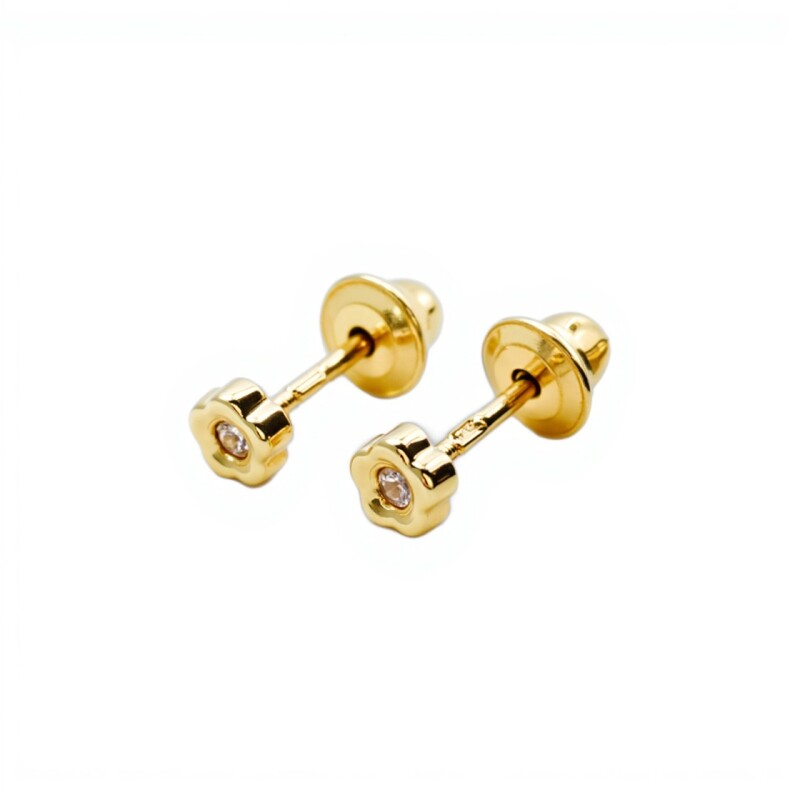 Abridores Flor-Oro Bajo-Zirconia-AB8031 conpiedra