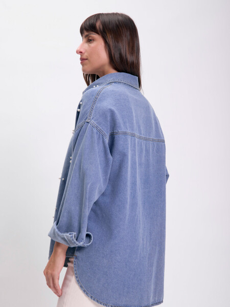 Camisa jean perlas Azul Medio