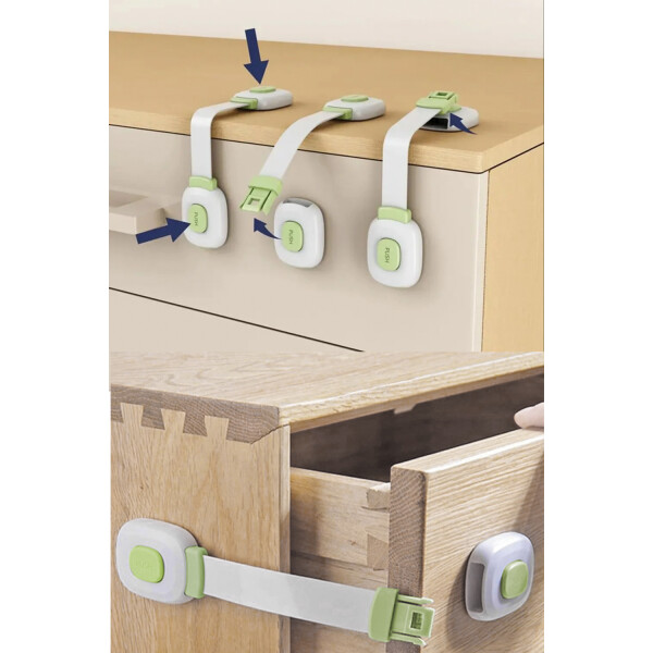 Traba Tranca Seguridad Puertas Cajones Muebles Bebés Niños Variante Color Verde
