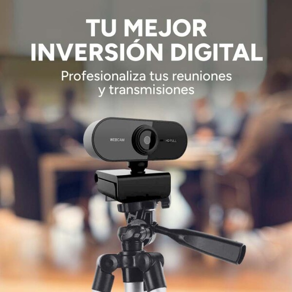 Cámara Web Cam Full HD 1080p USB 360º Con Micrófono Premium Color Negro