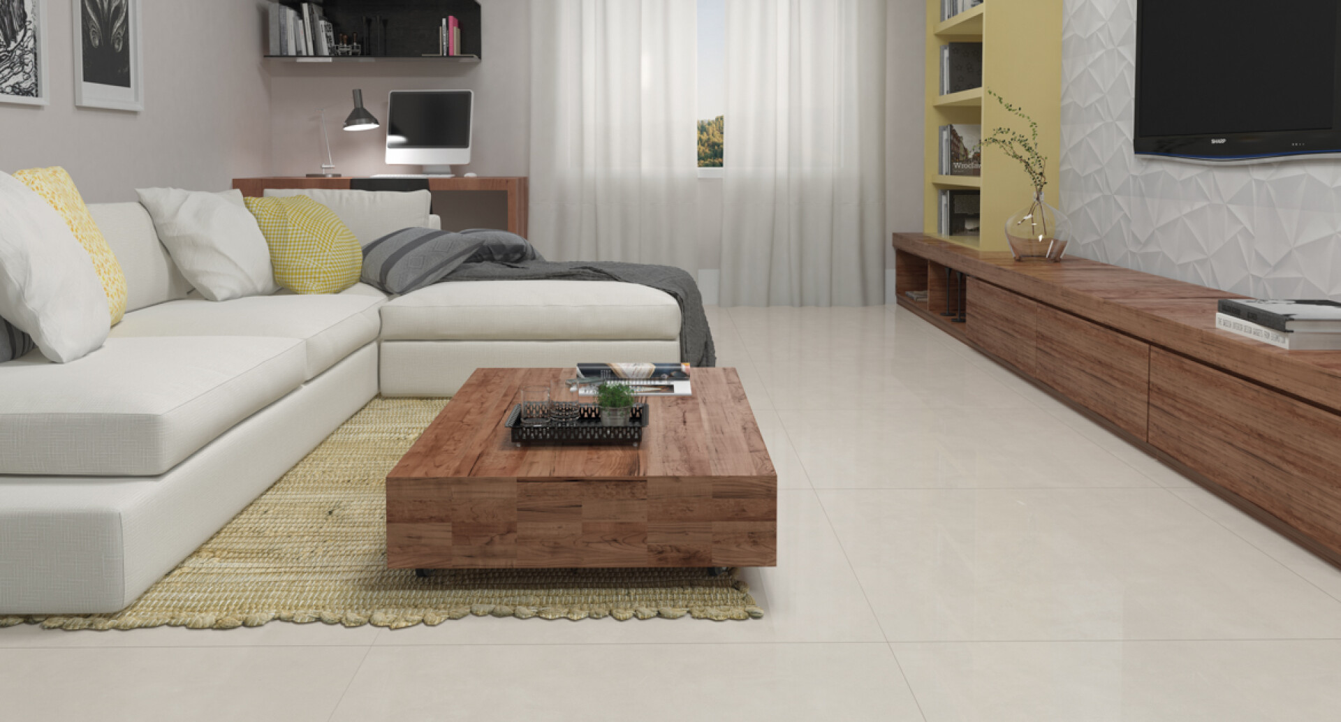 Porcelanato Downtown hd wh ret pol - 1.54m2 