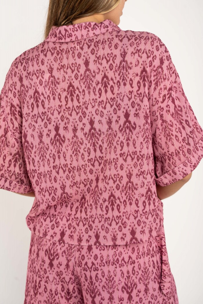 Camisa Estampada Lurex Rosa