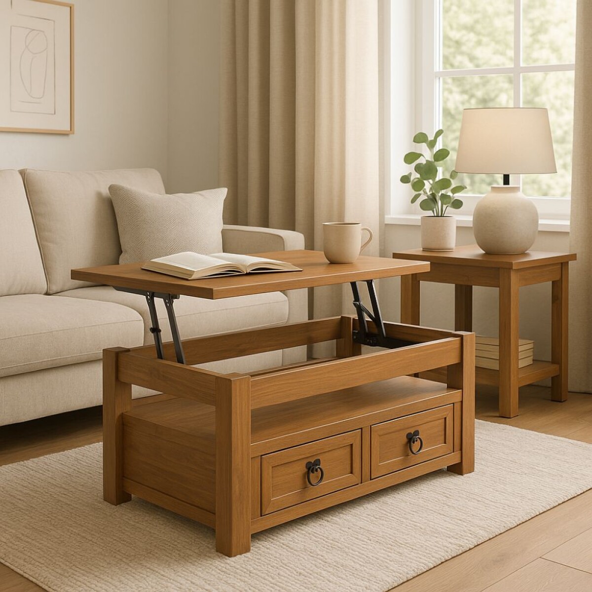 Mesa de Living Articulada Línea Naturale - Roble 