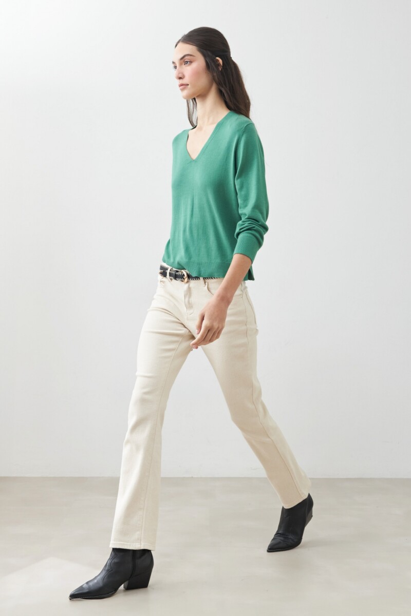 Sweater escote V - verde 