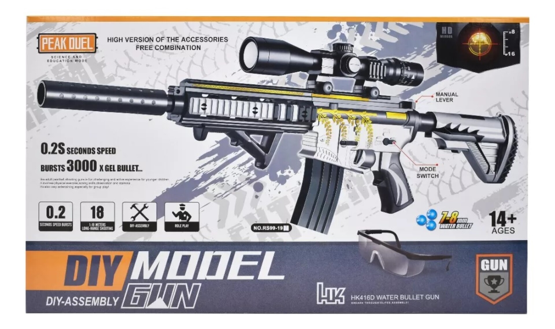 Lanzador De Hidrogel Motorizado Hk416 Rs9919 