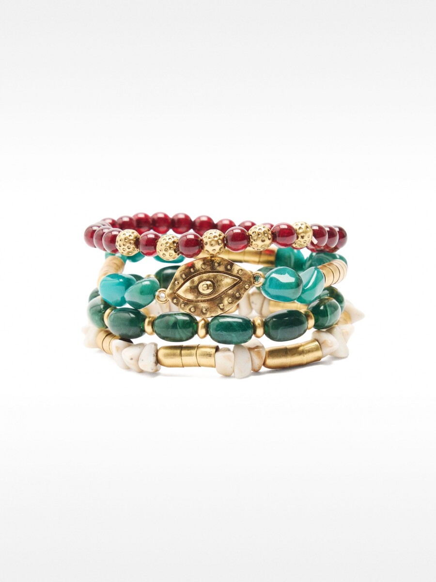 Set De Pulseras Efecto Piedra multicolor