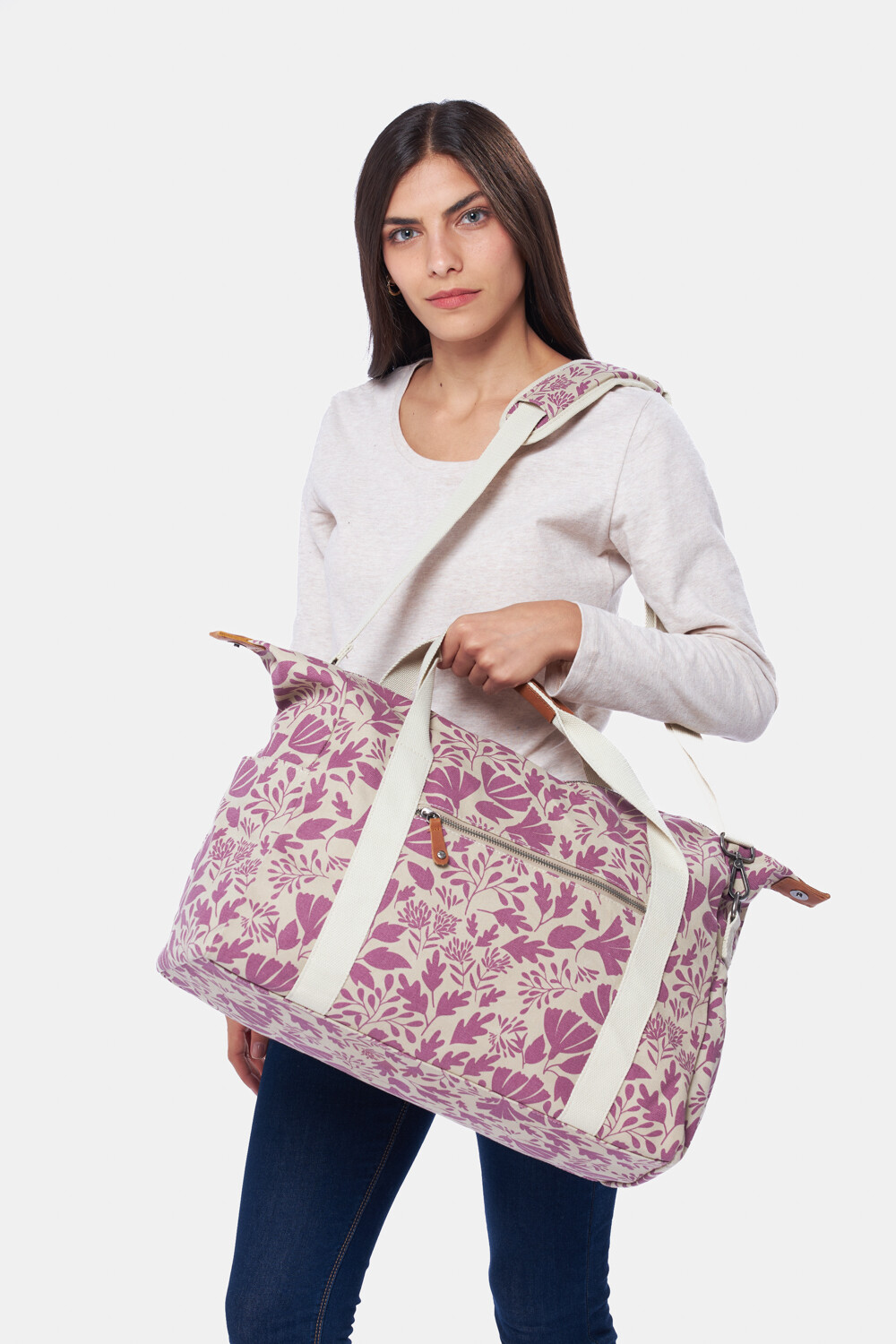 BOLSO DE LONA ESTAMPADO Rosado