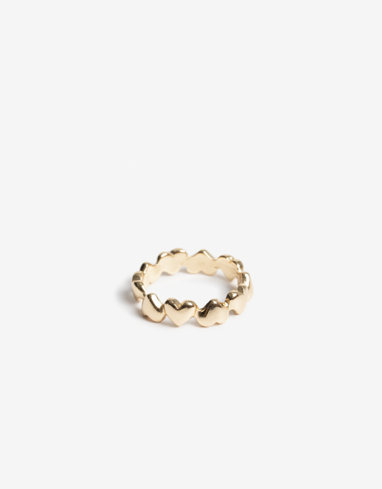 Anillos Chicos Metal Anillo Metal Corazones De La Línea Stay Golden. - Dorado