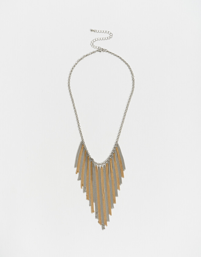 Collares Largos Metal Collar Largo Con Cadenas - Combinacion Bicolor