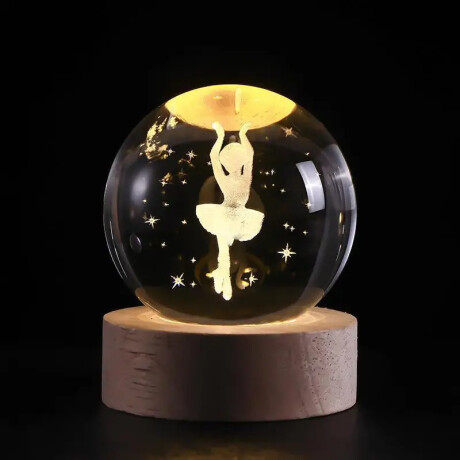 Lámpara Veladora Bola De Cristal Luz Blanca Bailarina