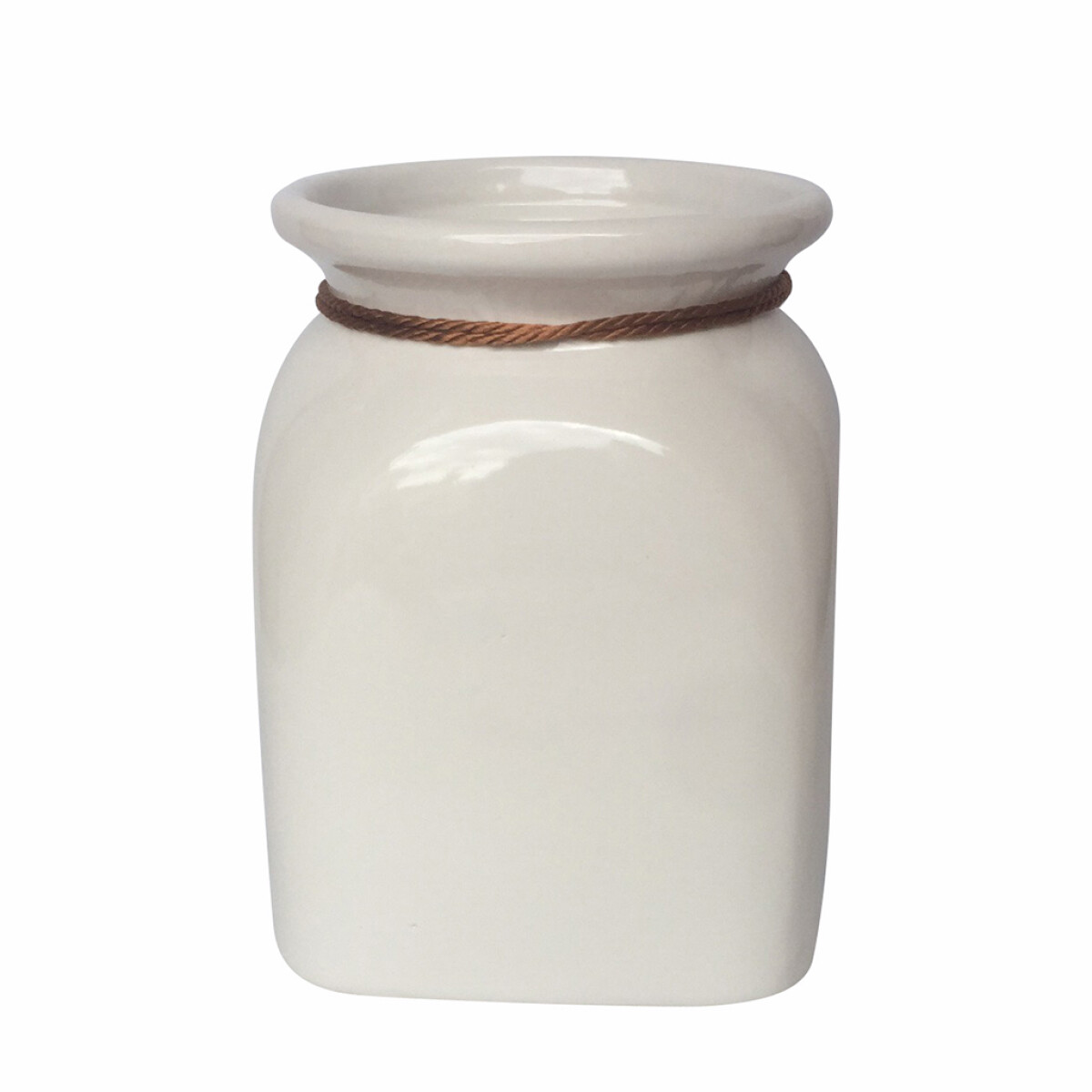 JARRON CERAMICA BAJO 13X13XH17CM BLANCO BRILLO 