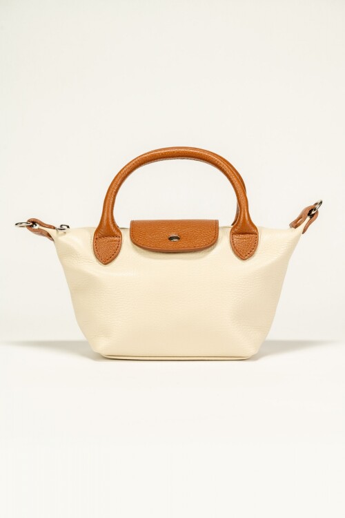 Cartera de cuero Mini Beige