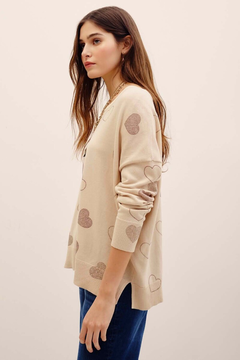 SWEATER HOTFIX HEARTS Crudo
