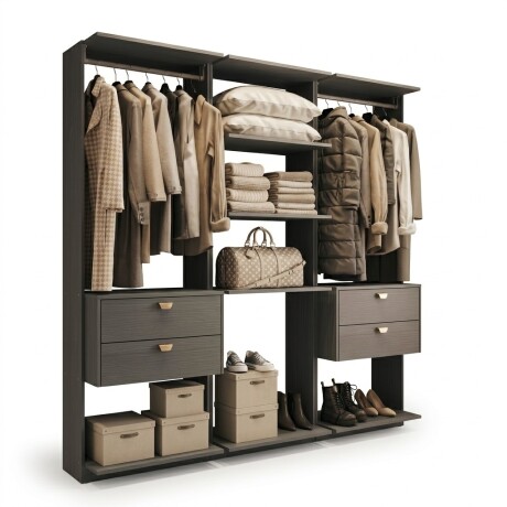 COMBO VESTIDOR - 3 MODULOS - 4 CAJONES GUARDARROPA ARMARIO CLOSET PLACARD NEGRO