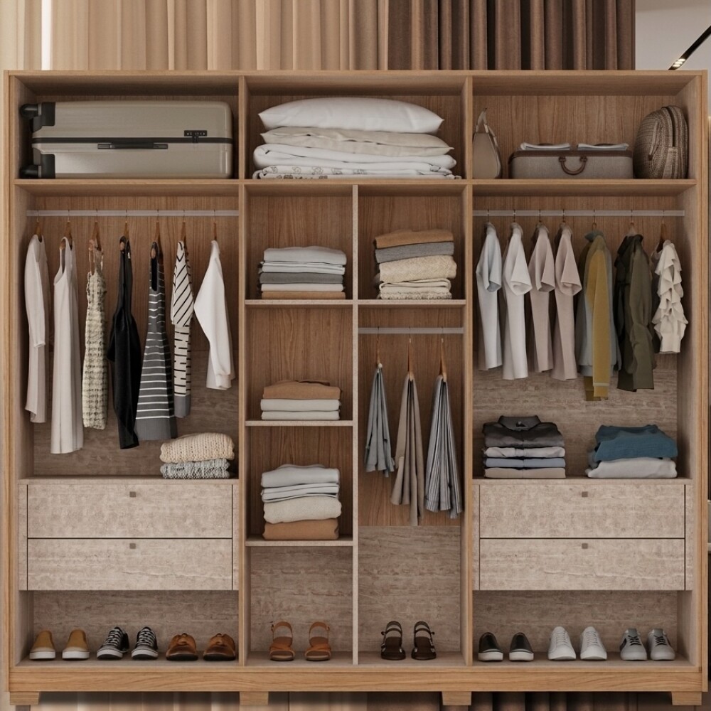 ROPERO TORONTO 6 PUERTAS 4 CAJONES INTERNOS GUARDARROPA ARMARIO CLOSET PLACARD CON VIDRIO Y LED ROPERO TORONTO 6 PUERTAS 4 CAJONES INTERNOS GUARDARROPA ARMARIO CLOSET PLACARD CON VIDRIO Y LED