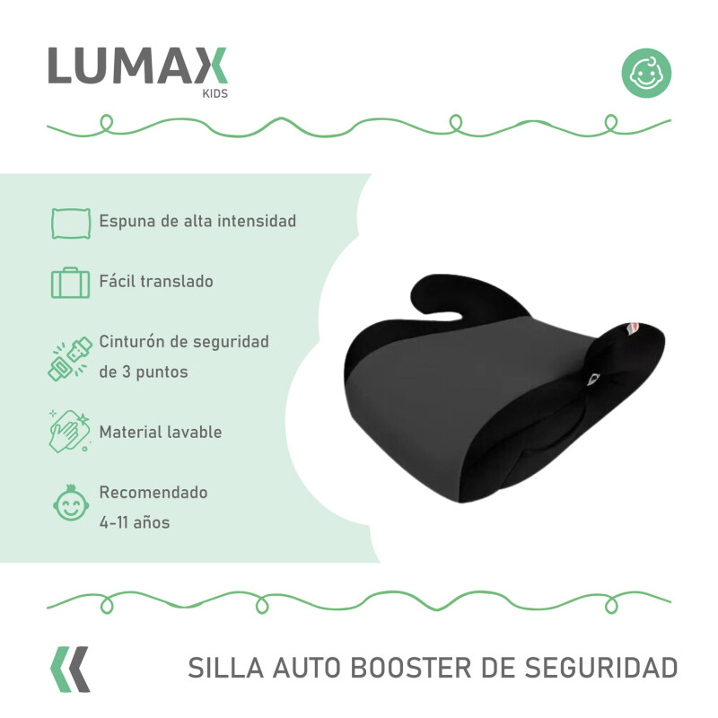 Booster Alzador de Seguridad Lumax Kids para Auto Negro