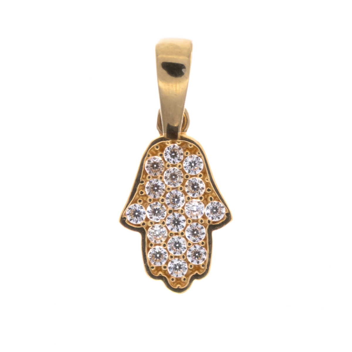 Dije de oro 18 ktes con circonias, MANO DE FATIMA. 