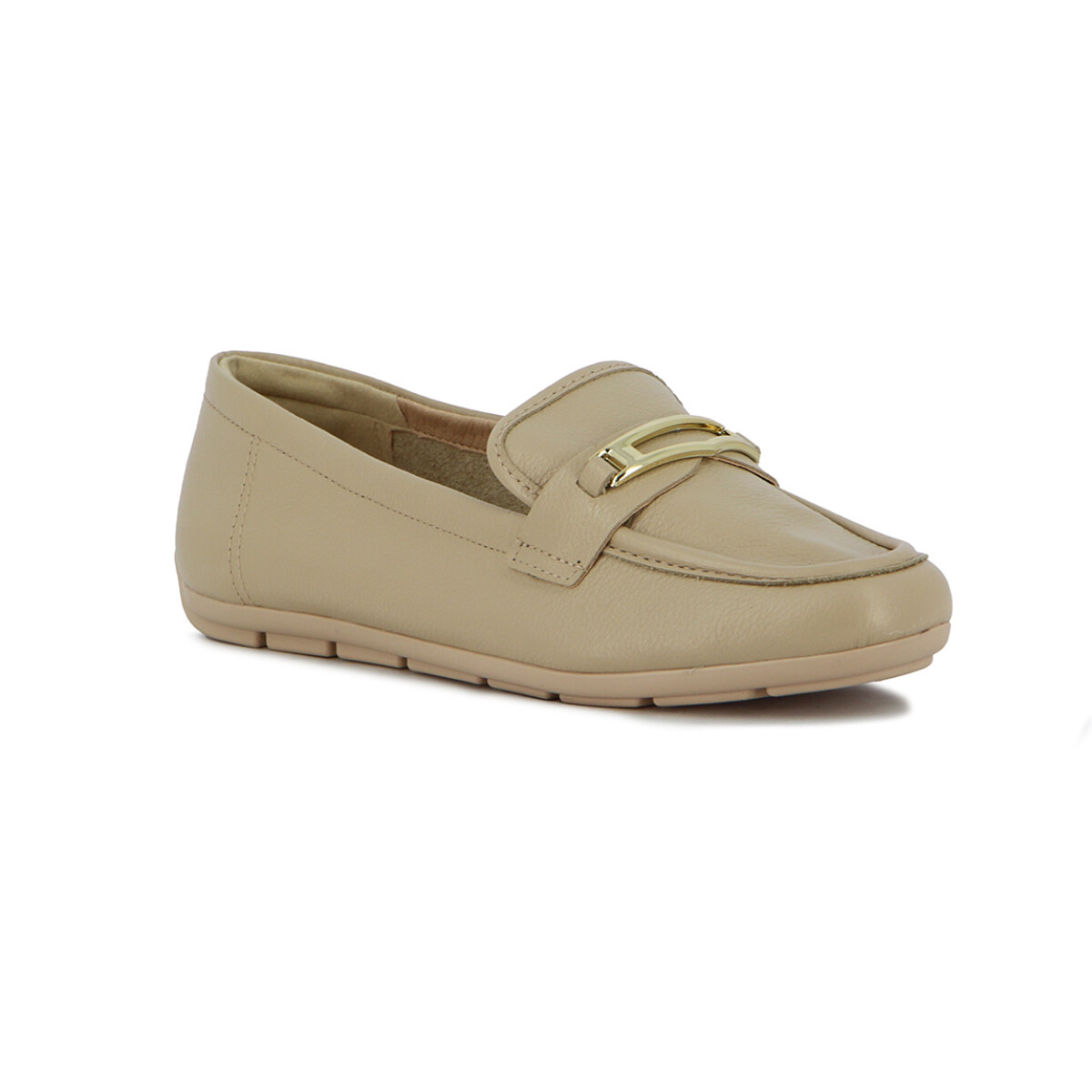 Comfortflex Zapato Mocarin Cuero C/ Hebilla De Dama - Almendra 