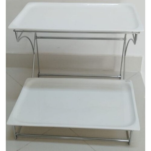 Exhibidor Doble De Alimentos C/ Bandeja De Porcelana Sunnex Exhibidor Doble De Alimentos C/ Bandeja De Porcelana Sunnex