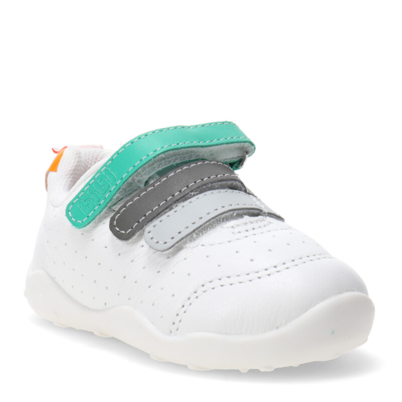 Championes Infantiles Bibi Fisioflex c/Velcro Blanco - Gris - Verde