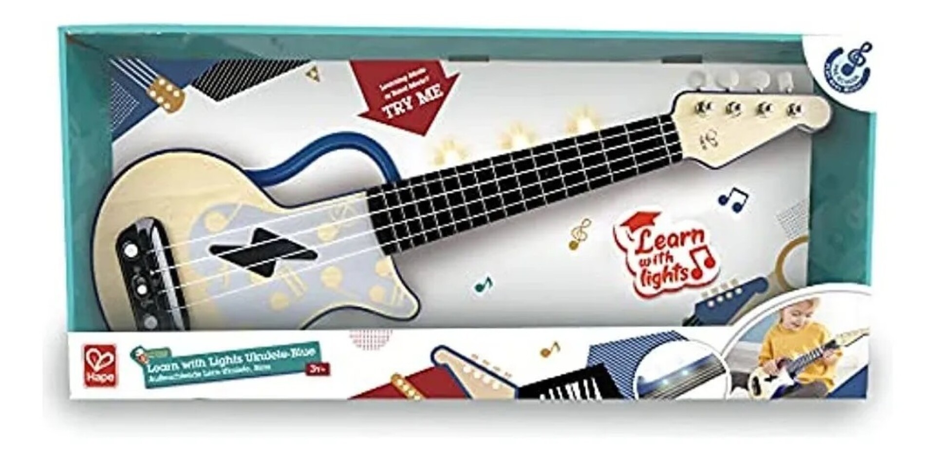 Hape Learn With Lights Electronic Ukulele Blue 