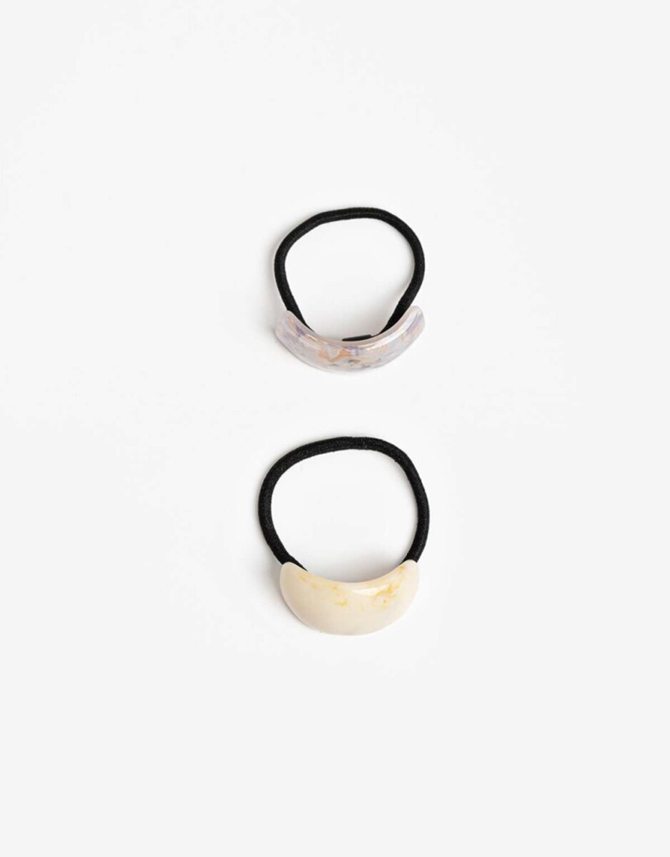 Set De 2 Pony Cuff De Acrlico Glossy. - Combinacion Bicolor 