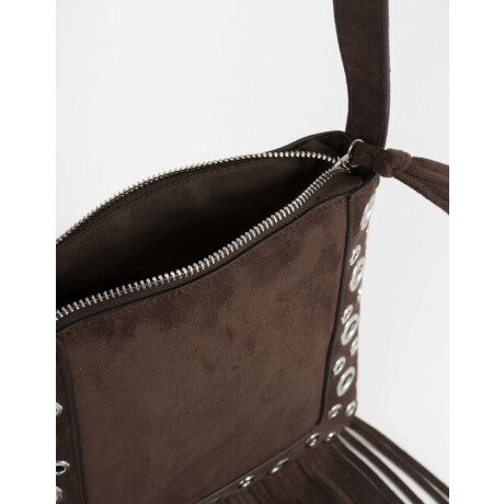 Bandolera Suede Flecos Marron Chocolate