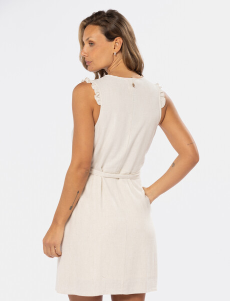 VESTIDO DE LINO LISO Beige