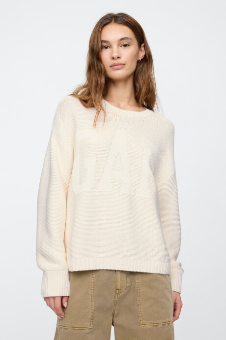 Buzo Logo Gap Mujer Ivory Frost