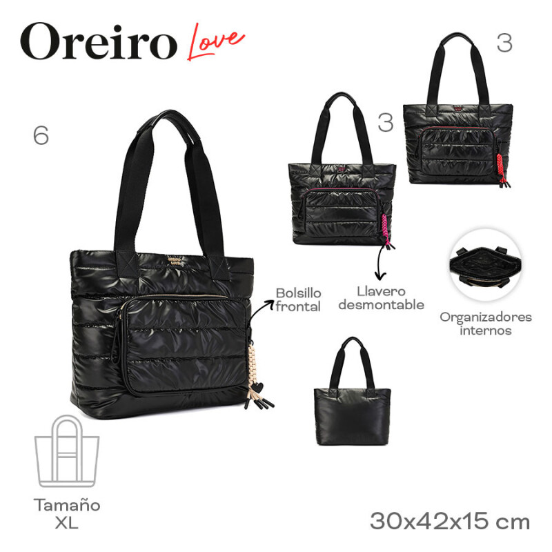 Bolso Las Oreiro Shopper Negro - Rojo